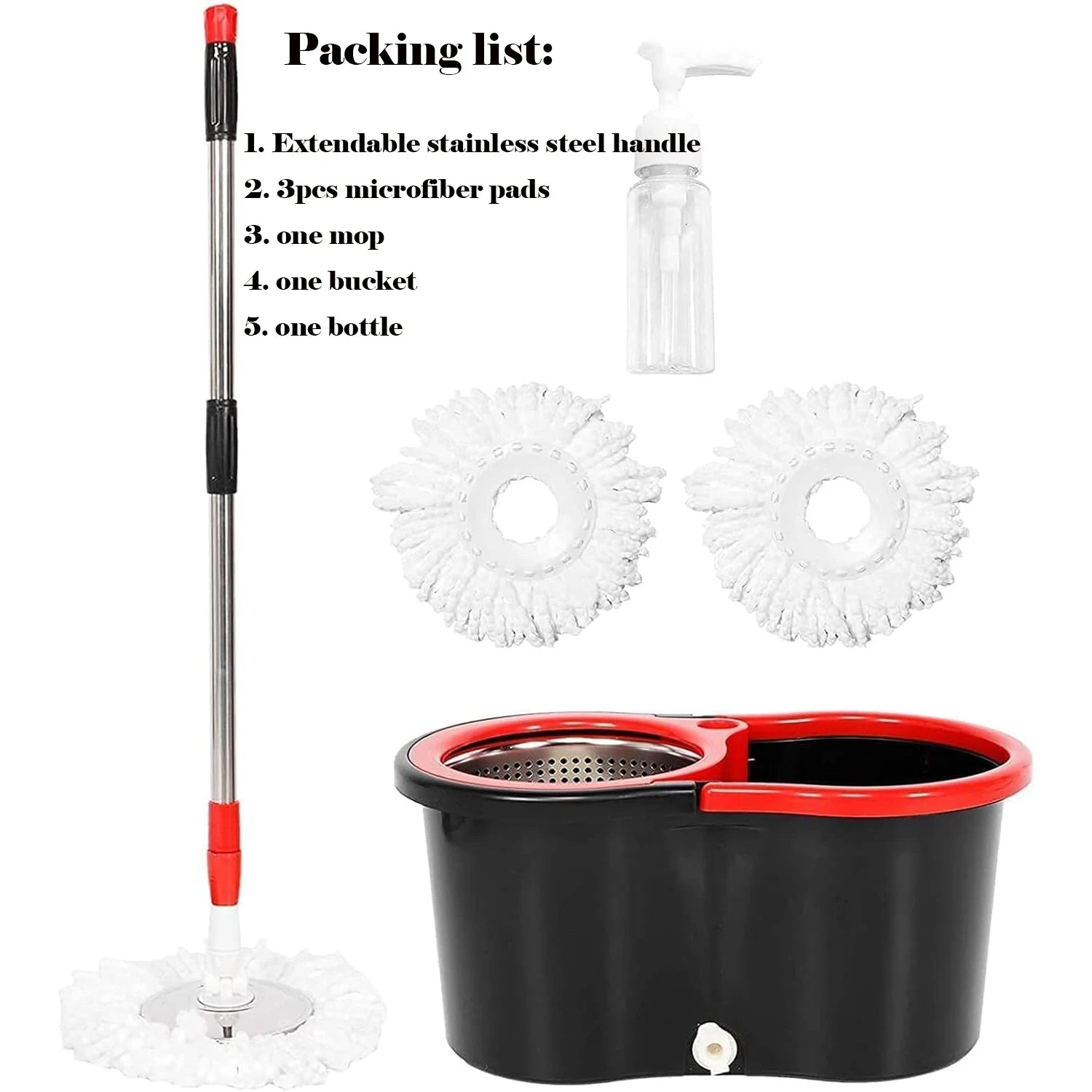 Microfiber Spin Mop and Bucket Cleaning System with