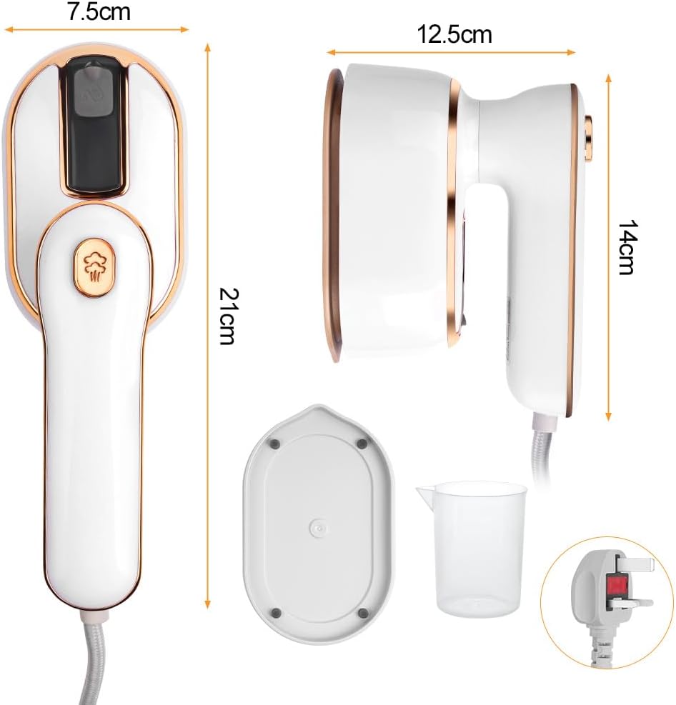 Mini Steam Iron, 1000W Portable Handheld Travel Steam Iron, 180° Rotating