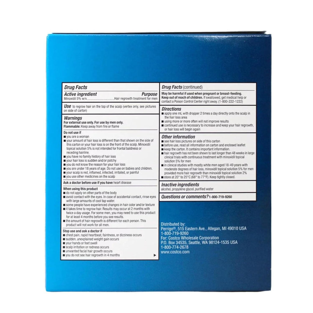 Kirkland Minoxidil 5% Topical Solution Extra Strength Hair Regrowth Treatment for Men Dropper