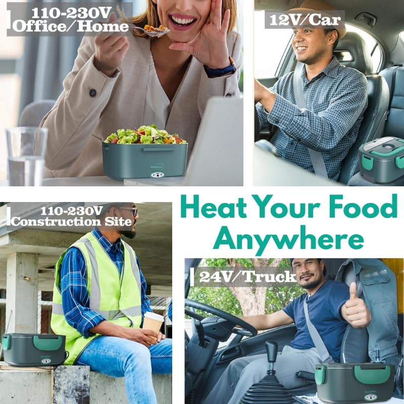 Electric Lunch Box for Adults, 60W Heated Lunch Box 1.5L Hot Food Warmer